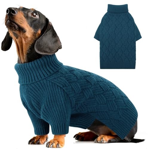 AOFITEE Hundepullover Kleine Hunde, Winter Warm Strickpullover mit Beinen | Rollkragen Hund Pullover mit Geschirr öffnung Weihnachten Hundepulli Sweater für Kleine Mittelgroße Große Hunde