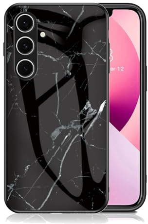 IMEIKONST Marmor Handyhülle für Samsung Galaxy A56 5G Schwarz Silber LSM | Rückseite Anti-Fingerabdruck Kratzfestes Stoßfest, Weicher Silikon Bumper Hülle, Dünne Schutzhülle for Samsung A56 5G