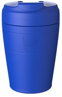 KeepCup Commuter Travel Mug - Insulated Stainless Steel Reusable Coffee Cup with Spillproof Flip Lid - 12oz/340ml - Electric Blue