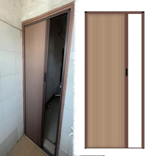 Schiebetür Falttür falttüren innentüren Innenbereich Schiebetür Falttür - Wabe Trennwände, Akkordeon-Tür Mit Braun Aluminiumlegierung Rahmen, Mehrfach Gefaltet Garderobentor Für Waschraum Zimmer(21X80