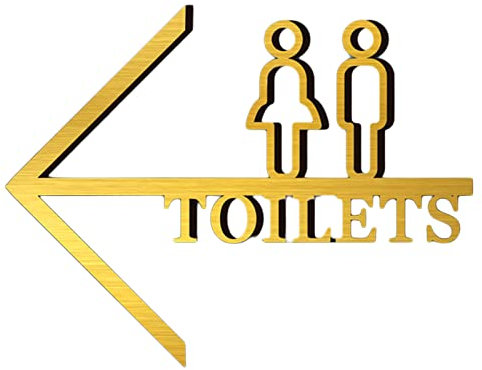 Panneau de toilettes pour hommes et femmes, Panneau de toilettes en acrylique, avec flèche, for bureaux, restaurants, hôtels, supermarchés, 30 x 23 cm