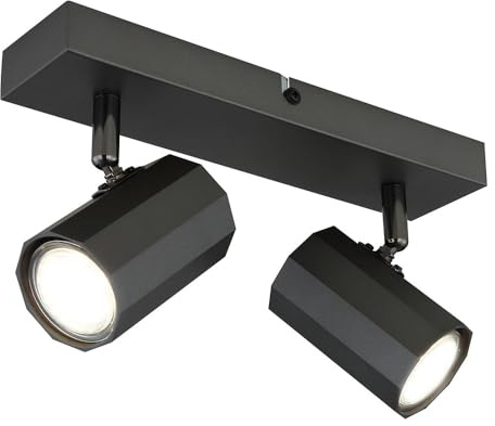 Ceiling Spotlight 2-Bulb Ceiling Light Moveable Spot Light Grey Spotlights Adjustable Scandinavian Metal 2x GU10 Sockets L x W x H 26 x 6 x 14.5 cm