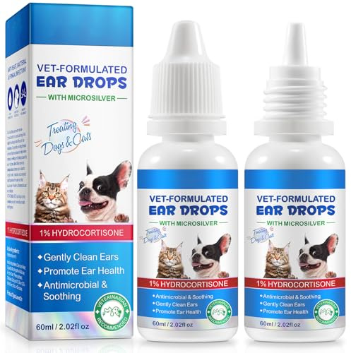 LEISGOTO 2 Packs Dogs Ear Drops, Cat & Dog Ear Cleaner Solution, Dog Ear Cleaner, Dog Ear Infection Treatment, Stop Wax Build Up, Removes Odor, Itchy Ear Relief & Soothe Ear Inflammation