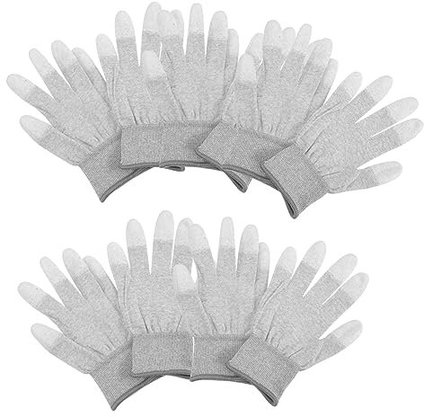 CTIRCHIU 5Paare Antistatische Schutz Handschuhe Fingerteil mit Rutschfester PU Beschichtung für Elektronikmontage und PC Bau Langlebig und Vielseitig Einsetzbar