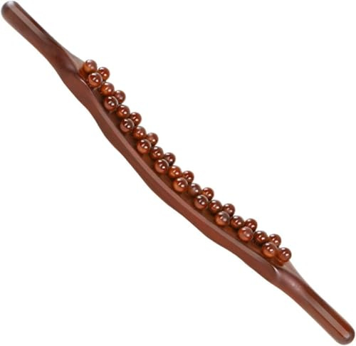 Gua Sha Stick with 35 Wooden Massage Beads, for Lymphatic Drainage Muscle Relaxation Massage Neck Back Belly Legs Arms Gua Sha Massage Roller Holz Scraping Stick