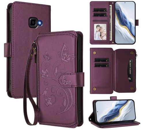 JayModCase Hülle für Samsung Galaxy XCover 4 / XCover 4S / G390 Wallet Case Premium PU Leder Magnetische Flip Folio Design Ständerfunktion Handy Hüllen Handyhülle für Samsung G390 - Dunkelviolett