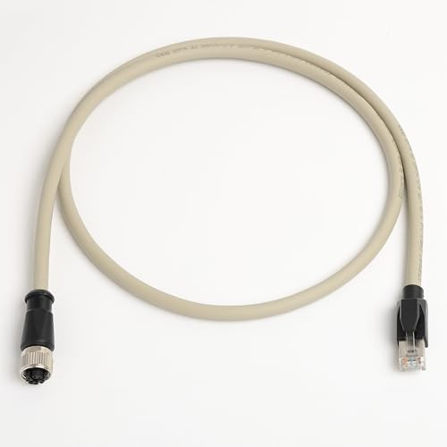 HangTon Ethernet-Kabel, M12 auf RJ45, X-kodiert, 8-Positionen-Buchse für industriellen Stellantriebssensor, Profibus-Automatisierung, Anwendung, Netzwerk-Switch, Router, PLC, SF/UTP, Grau, 1 m