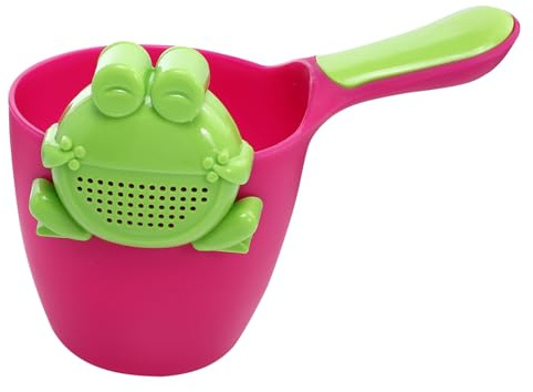Babyshampoo Becher 1 Satz Grün, Runder Pp Duschbecher mit Griff | Feine Wasserabgabe, Abnehmbar, Niedliches Cartoon Design, Geeignet für Babydusche und Gießen