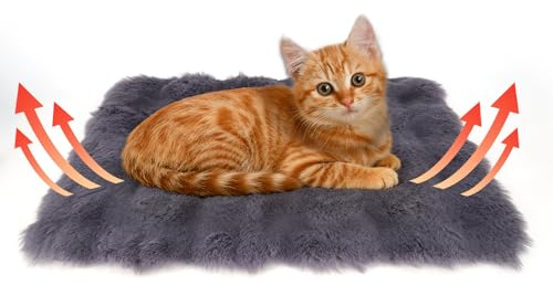 Zidoley Selbstwärmendes Katzenbett & Katzendecke, Flauschige Wärmedecke für Katzen und Hunde, Ohne Strom, rutschfest, Weich & Dick für Herbst Winter (40 * 50cm)