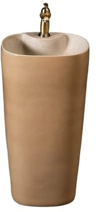 Lavabo sur colonne moderne - Lavabo sur pied intégré for salle de bain, lavabo en céramique avec robinet et kit vidange