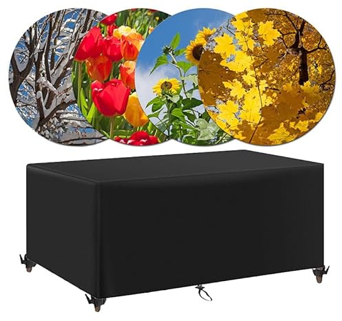 Gartenmöbelabdeckungen Winterfest,Abdeckung für Gartenmöbel Wasserdicht 145x75x70cm Abdeckhauben & Hüllen,Schutzhülle für Gartentisch Terrassenmöbel Sitzgruppe mit Zugkordel & Winddichte Schnalle