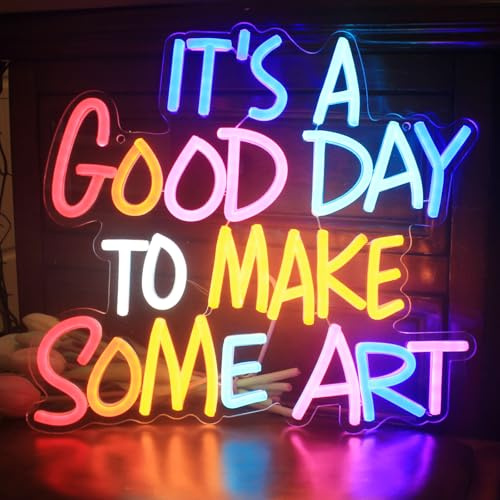 DAKABUKA Letrero de neón colorido con texto en inglés It's A Good Day to Make Some Art para decoración de pared, pintura de neón, luz de neón, multicolor, letra de inspiración, letrero iluminado
