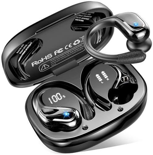 Bluetooth 5.4 Kopfhörer Sport, 75Std HiFi-Stereo Kopfhörer Kabellos Bluetooth, IP-X8 Wasserdicht Tiefer Bass Wireless Headphones, 4 ENC Noise Cancelling Mic Earbuds, USB-C in-ear Ohrhörer Joggen Gym