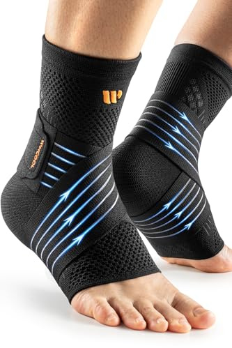 WHCOOL Ankle Brace Compression Sleeves with Wide Silky Straps for Men & Women - 3D Knit Foot Support for Plantar Fasciitis Relief, Achilles Tendonitis, Sprain, Black, Size XL (1 Pair)
