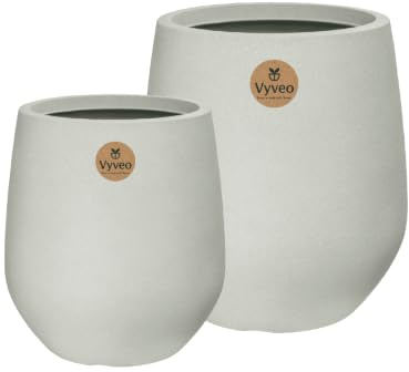 Vyveo - Blumentopf Amari - 2er-Set - Weiß - Blumentopf für den Innen- und Außeneinsatz - Übertopf - Pflanztopf - Pflanzgefäß