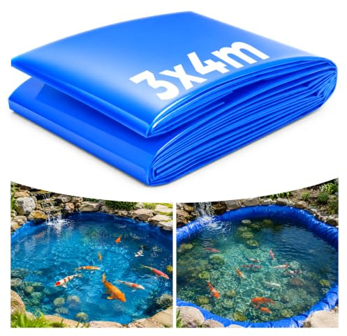 3x4m Teichfolie, HDPE Teichfolien 0.3mm Stärke UV-Beständig für Gartenteich | Leicht zu Schneiden Teich Folie, für Fischteiche, Schildkrötenteiche, Springbrunnen, Bewässerungsteiche, Hochbeete