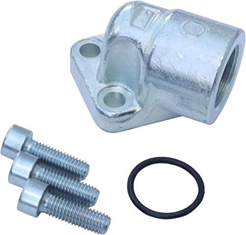 Hydromot- Winkelflansch für Zahnradpumpen und Hydraulikpumpen. Geeignet für Baugruppe (BG)3, mit Lochkreis (LK)51 und Gewindegröße: 1, inkl. Befestigungsschrauben