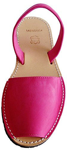 Avarcas menorquínas con Plataforma/cuña 2,5 cm Beige, Abarcas, Albarcas, Sandalias (41, Fucsia Nobuck, Plataforma Beige)