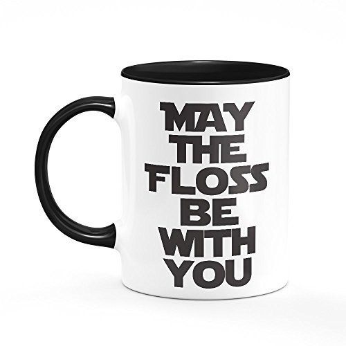 May The Floss Be with You Mug One Size Black/White Funny Gift for Dentist Dental Nurse Present Cup