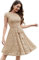 MuaDress Robe de Soiree Femme Courte en Dentelle Florale Plissée avec Ceinture Manche pour Mariage Cocktail Champagne M