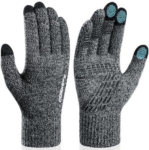 coskefy Handschuhe Herren Damen Winter Fleece Stretch Strickhandschuhe Touchscreen Handschuhe Wolle Warm Bequem Laufhandschuhe Geburtstag Sport Fahrrad Reiten Camping Wandern Arbeit
