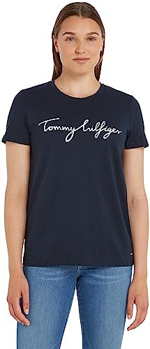 Tommy Hilfiger HERITAGE CREW NECK GRAPHIC TEE Kurzarm T-Shirts Damen, Blau (MIDNIGHT), L
