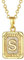 FOCALOOK Damen Collier Anfangsbuchstabe S Kette 18k vergoldet Rechteck Anhänger Halskette für Mädchen verstellbar 50cm Rolokette Accessoire Schmuck für Jahrestag