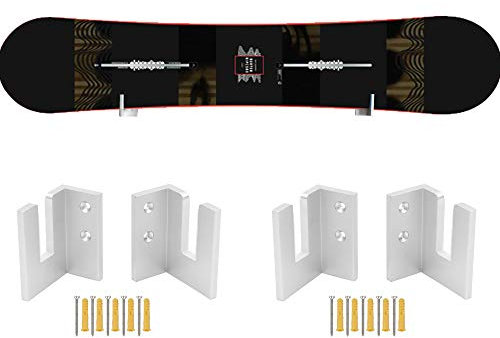 YYST Snowboardhalterung - 2 Sets (2 links, 2 rechts) - Silber - Metall - Wandmontage - Indoor-Snowboard-Lagerung