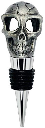 Weinstopfen mit Totenkopf-Motiv, dekorativ, einzigartiges Geschenk grau