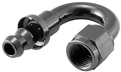 Alu Fitting AN6 Push-On 180° 9/16-18UNF | Schwarz