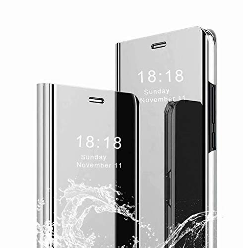 TingYR Funda para LG Velvet 5G UW Carcasa, Espejo Funda Flip Inteligente Mirror Caso, Soporte Plegable, Case Cover Funda para LG Velvet 5G UW.(Plata)