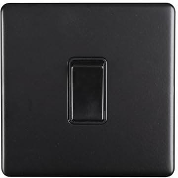1 Gang 10Amp 2Way Switch Flat Concealed Matt Black Plate Black Rocker