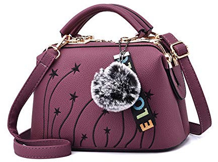 NICOLE & DORIS Borsa a mano Donna Borse a Spalla Simpatica Borsa a Tracolla Elegante Borsetta Casuale Borse Tote per Shopping Borsa con Ricamo viola
