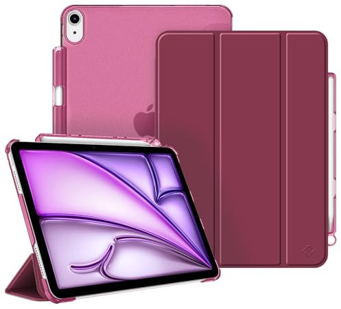 FINTIE Custodia per iPad Air 11 Pollici M3/M2 (2025/2024), iPad Air 5a/4a Gen 10,9 Pollici (2022/2020) con Portapenne - Sottile Leggero Opaca Trasparente Cover con Auto Sveglia/Sonno, Burgundy