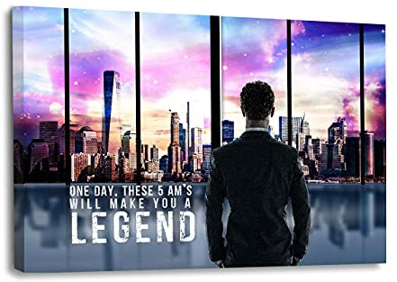 Hustling Sharks® Motivationsbilder Leinwand als XXL Wandbild LEGEND - Querformat (45 x 30 cm), Bilder Büro Motivation, Erfolg Bild, Leinwand mit Spruch, Kunstdruck auf Leinwand, Bürobilder