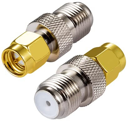Vecys Adaptador de conector SMA SMA macho a tipo F hembra Conector de cable coaxial Adaptador recto para radio FM Antena DAB Antena WIFI Antena CATV TV Redes aéreas Módems (2 piezas)