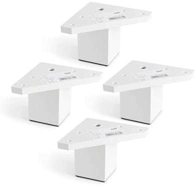 Pack 4 Patas para Muebles con Placa de Montaje - Elevadores de Muebles - Plástico ABS - Altura: 6 cm - Color: Blanco- No Incluye Tornillos - Rei