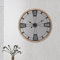 ECD Germany Große Wanduhr Ø 70 cm rund mit Römischen Ziffern, Dekorative Uhr aus MDF-Holz und Metall, Pinienoptik, Design Uhr im Vintage-Stil, Leisem Uhrwerk, geräuschlos, Industriell Analoge Wanduhr