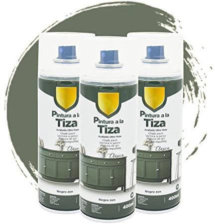 BESCH Pintura Spray 400ml a la Tiza Chalk Paint Acabado ultra Mate para Metal/Madera/Plástico(Negro Zen Mate,400 ml (Paquete de 3)