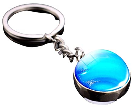 Prevessel Porte-clés lumineux avec pendentif en forme de boule de cristal - Portable - Avec système solaire - Double face - pour enfants, sœurs et amis, Bleu ciel, S