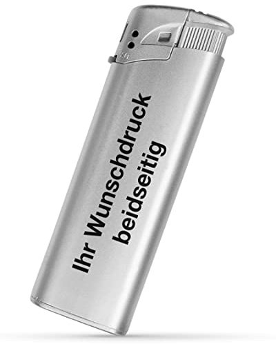 #teamludorf Elektronik Feuerzeug mit Druck beidseitig - 8 Farben - | Logo | Text | Wunschdruck | Nachfüllbar | Werbefeuerzeug | Hochzeit | Partygeschenk | Stammtisch | Logo Druck (Silber,250)