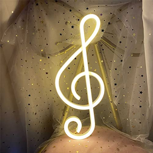 ENUOLI LED Neon Light Music Note Shape Battery Operated USB Neon Wall Light for Kids Room Decoration for Bar Party Christmas Wedding (Warm White)