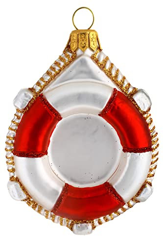Hamburger Weihnachtskontor Christbaumschmuck - Rettungsring, Rot, 9 cm
