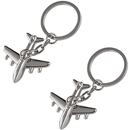 Liitata Lot de 2 porte-clés en forme d'avion 3D pour ami, famille, anniversaire, remise de diplôme, cadeau souvenir de voyage
