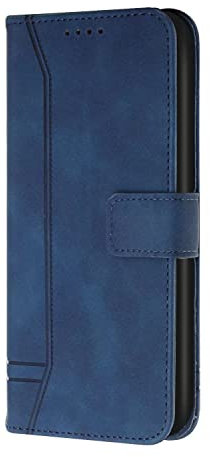 Pochette en Cuir pour Téléphone Portable Huawei P50 Pro,Coque Résistant aux Chocs Robuste Clapet Bourse Etui Housse avec Aimanté et Béquille,Bleu