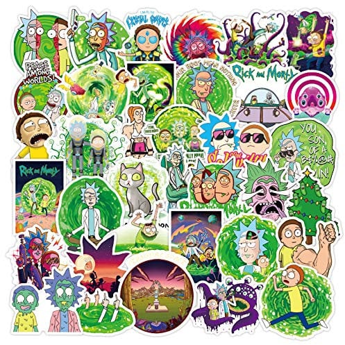 50PCS Rick Stickers for Laptop Water Bottle Luggage Snowboard Bicycle Skateboard Decal for Kids Teens Adult Cartoon Stickers