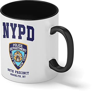 Brooklyn 99 New York Police Nine Nine Precinct Blanc tasse de café avec jante noire et poignée Mug