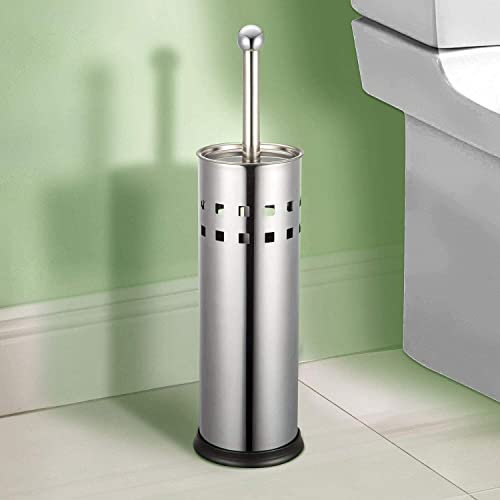 Aspire Decor Square Design Stainless Steel Toilet Brush and Holder Set Free Standing Home Bathroom Chrome Mirror,Silver Chrome,10050H