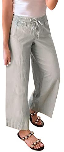 Weite Hose Damen Sommer Damen Leinen Weites Bein Palazzo Hose Paperbag Flowy Boho Hose mit Taschen Peak Performance Damen Hose Kurz