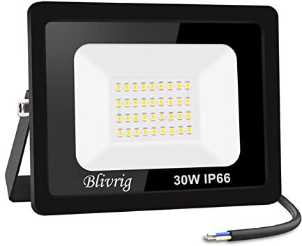 30W Proyector LED Exterior IP66 Impermeable Focos Led Exterior 3000LM Potente Luces Led Exterior IP66 Impermeable Seguridad LED Floodlight Exterior para Terraza, Jardín, Patio, Parque, Garaje